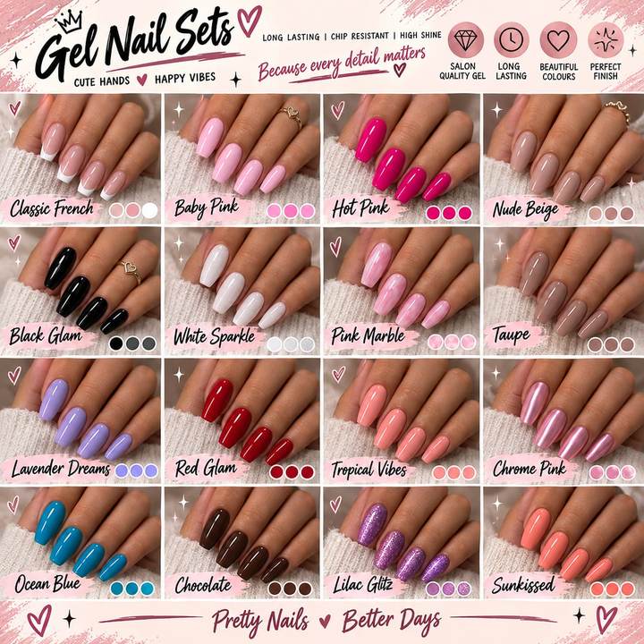 Nailed It Babez gel nail set colour ideas