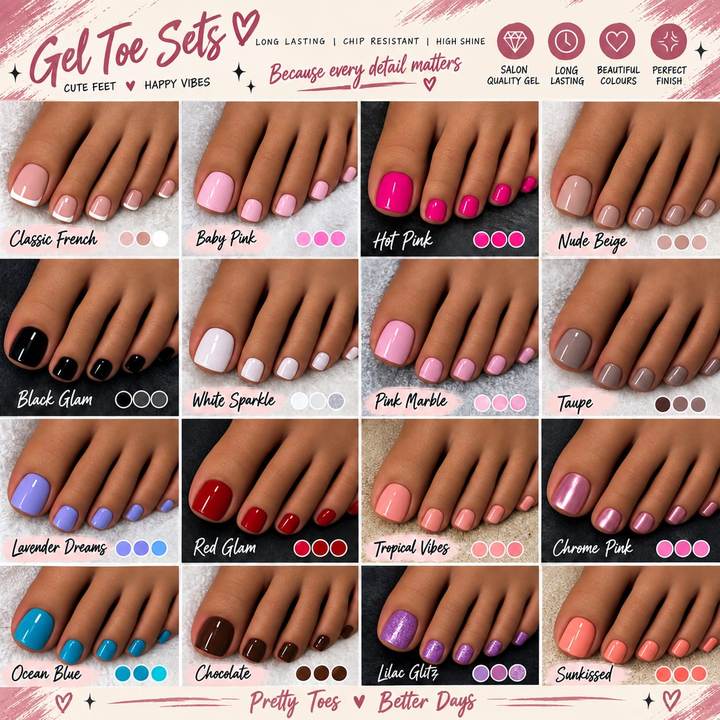 Nailed It Babez gel toe set colour ideas